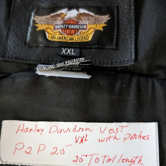 Harley Davidson XXL black leather vest Vietnam patches American Flag Biker Pow - Picture 6 of 10